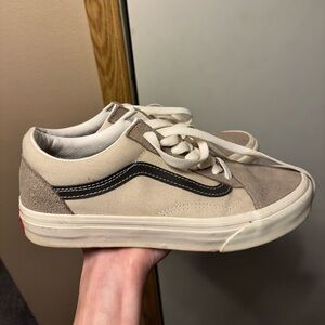 Vans Cream and Black Women's Sneakers